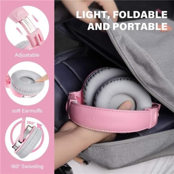 Over Ear Headphone, Wired Bass Headsets with 50mm Driver, Foldable Lightweight - Picture 5 of 6